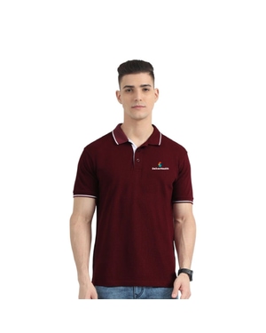 Greys&Blues Organic Polo Tshirt- Maroon with White Tipping